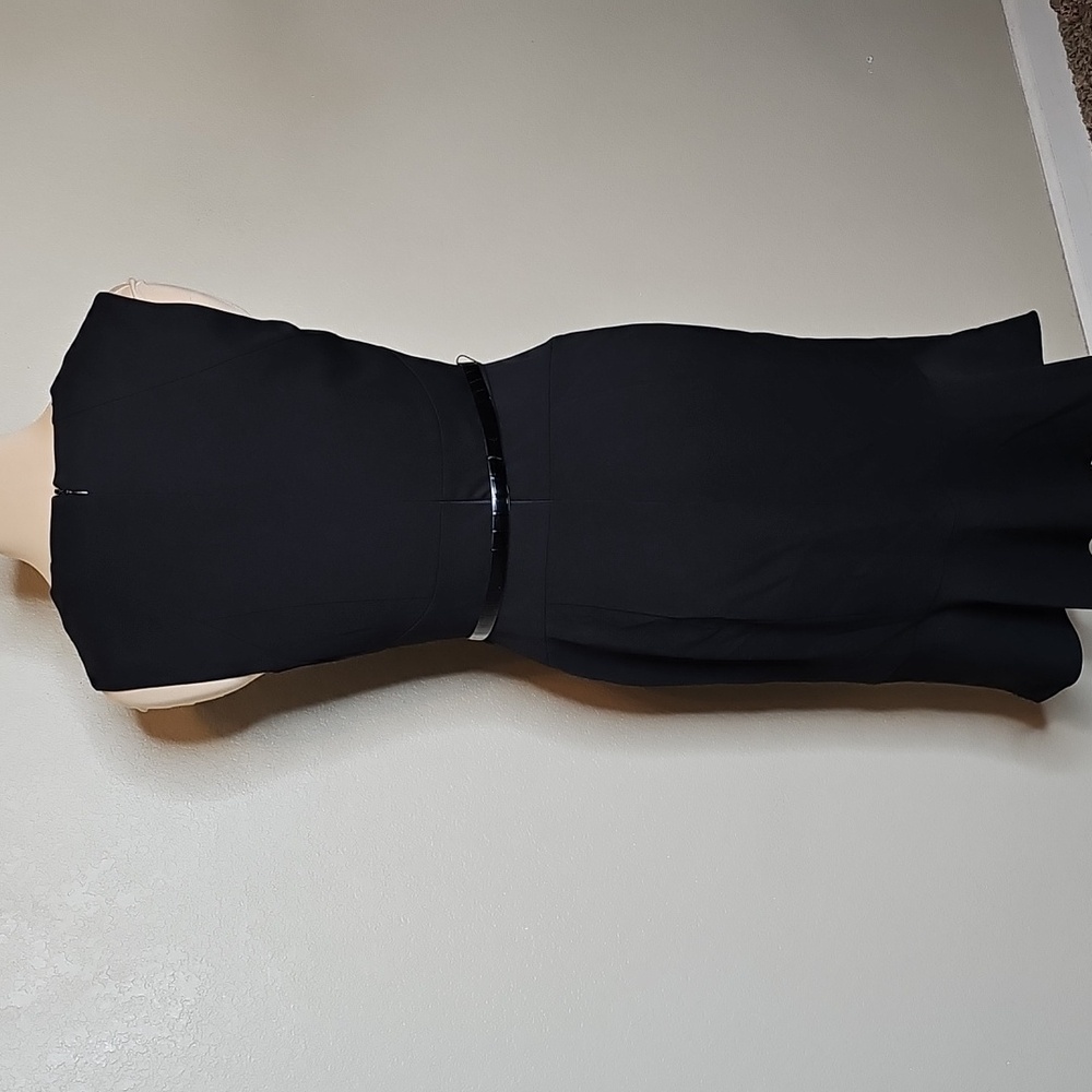 White House Black Market 4 Black Belted Dress - Picture 5 of 10